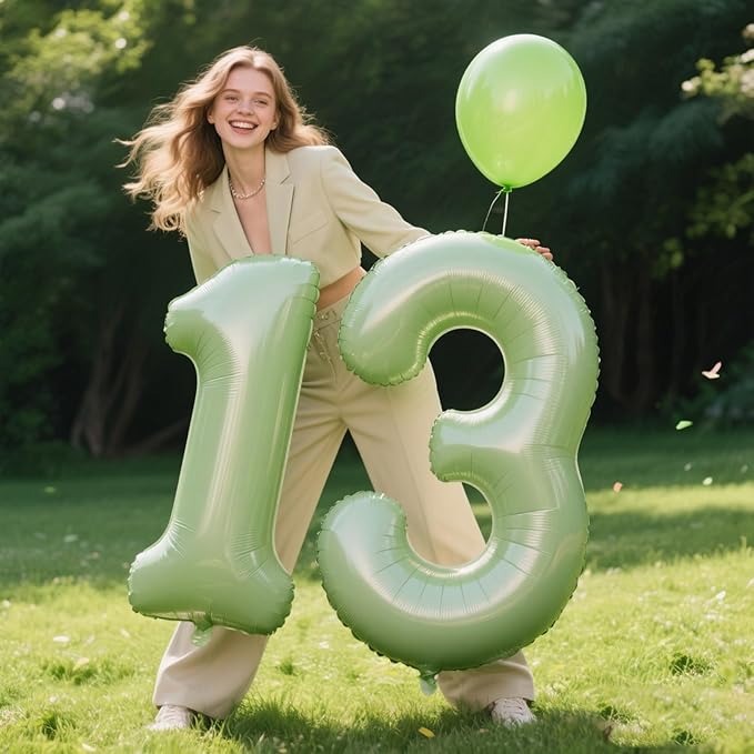 40 Inch Olive Green Balloon Number 3 Balloon,Number Balloons Big Giant Jumbo Number 3 Foil Mylar Balloons for 13th Birthday Party Anniversary Events,Wedding Anniversary Party Decorations