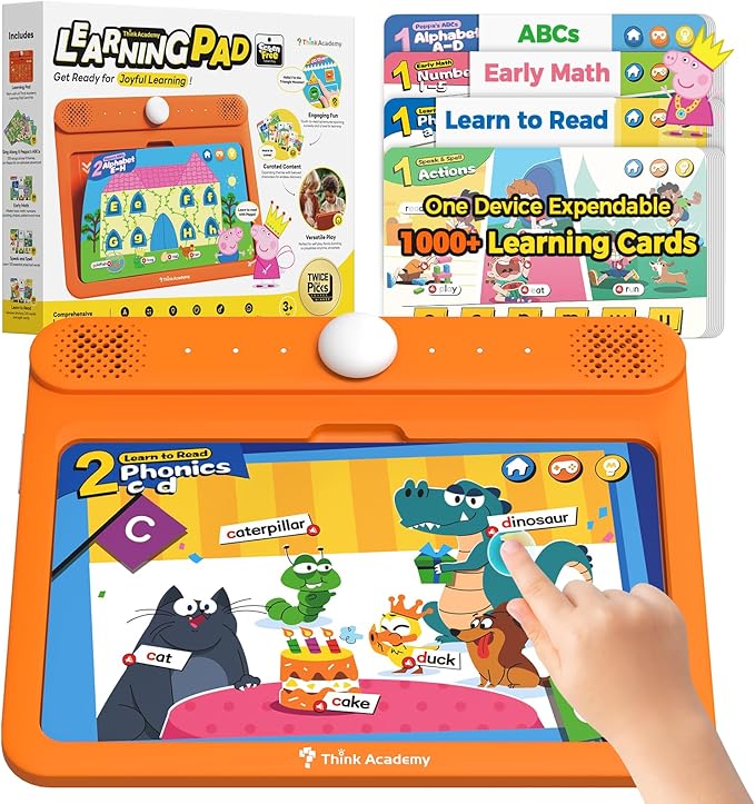 Think Academy Learning Pad - Learn to Read System with Flash Cards Inserted to Learn Alphabet, Numbers, Early Math, Logic, Nature and Daily Life, Educational Toys for 3 4 5 Years Old Boys Girls