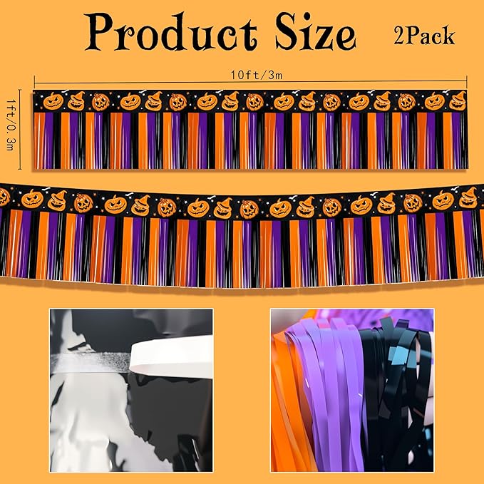 OHOME Halloween Party Decorations - 2 Pack Trick or Treat Streamer Backdrop Banner for Home Wall Door Office - Halloween Decorations Indoor Outdoor Birthday Party Favors Supplies,10 FT