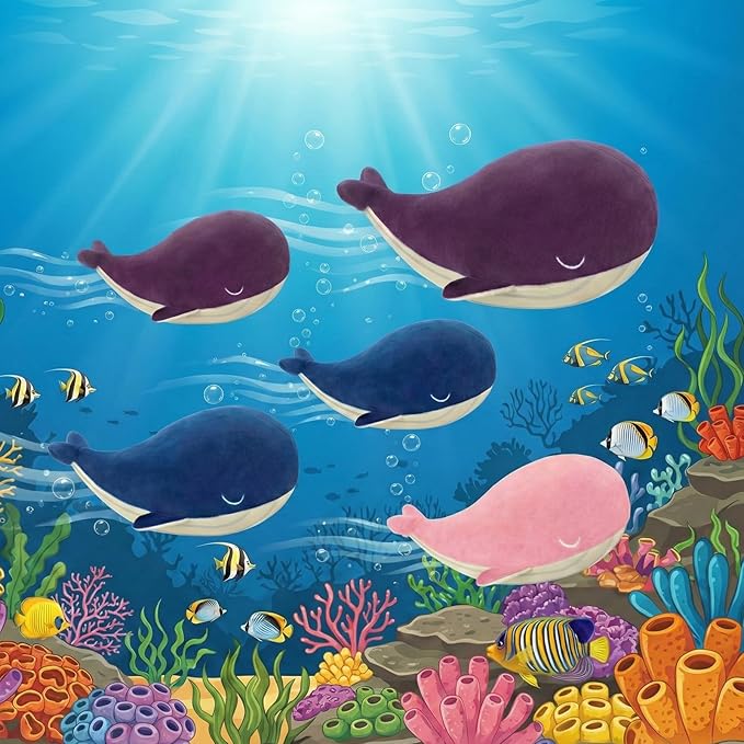 MUPI Whale Stuffed Animals Plush Pillow 4 Size Cute Soft Cotton Plushies Pillows Kawaii Blue Whale Toy Gifts for Kids Boys Girls Adults (Blue, 26 Inch)