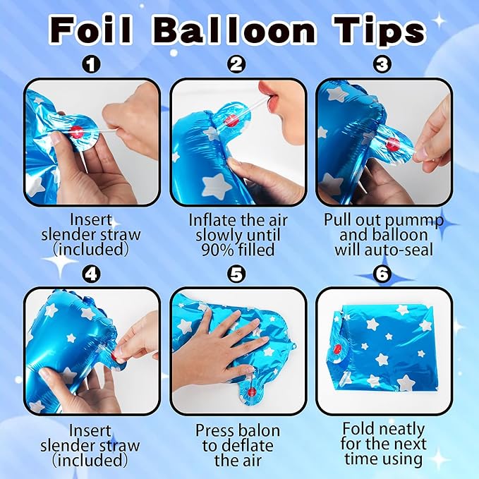 Blue Happy Birthday Balloons Banner Letter Signs Party Decorations
