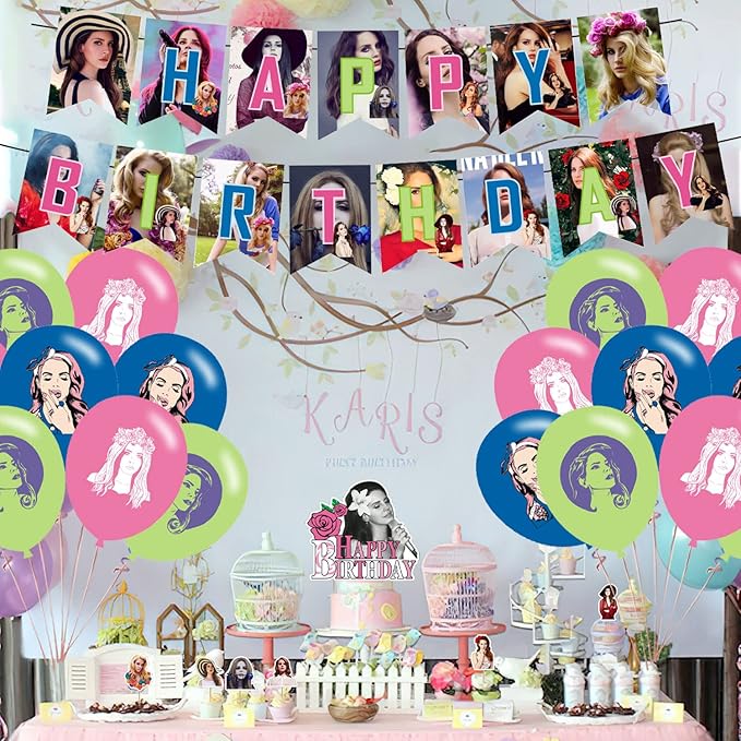 lana Party Decorations,Birthday Party Supplies Includes Banner - Cake Topper - 12 Cupcake Toppers - 18 Balloons