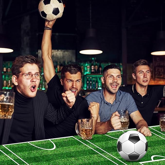 Mixweer 6 Pcs Soccer Plastic Tablecloth Party Decorations 54 x 108 Inch Disposable Plastic Table Cover for Soccer Birthday Party Decorations