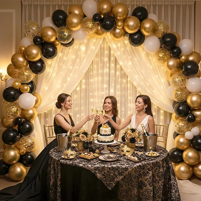 LovesTown 110PCS Gold Balloons, Gold Latex Balloon for Birthday Baby Shower Graduation Engagement Anniversary Wedding Party Supplies Garland Arch Retirement Tea Casino Disco Decoration,12 Inches