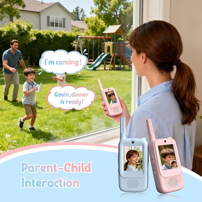 Rush Deer Video Walkie Talkies for Kids, 2 Pack Rechargeable Video Intercom Kids Walkies Talkies with HD Camera & Voice, Indoor Outdoor Games,Camping, Hiking for Boys Girls 3-14,Blue/Pink