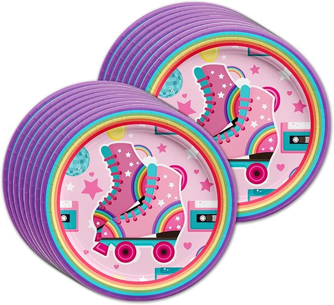 Roller Skating Birthday Party Supplies Set Plates Napkins Cups Tableware Kit for 16