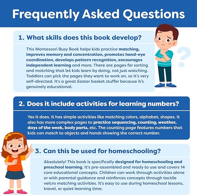 Montessori Preschool Busy Book for Toddlers Ages 3 and Up - Preassembled - Preschool Learning Activities Homeschool Montessori Toys - Gifts for 3 Year Old Boys Girl Birthday - Easter Gifts for Kids