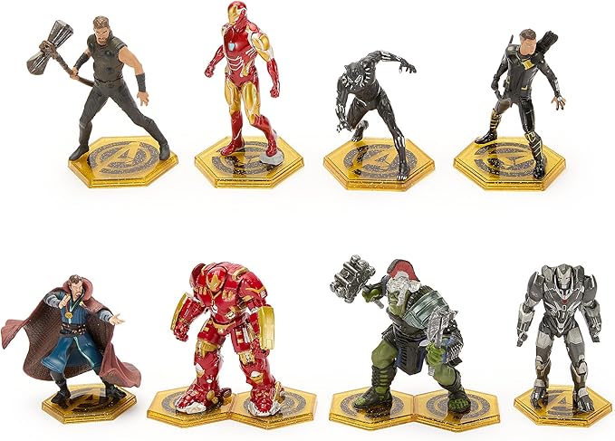Disney Store Official Marvel Mega Figure Set- 17 Fully Sculpted Figurines - Includes Spiderman, Iron Man, Captain America, & More - Perfect Marvel Gift for Fans of Toy Figures & Playsets