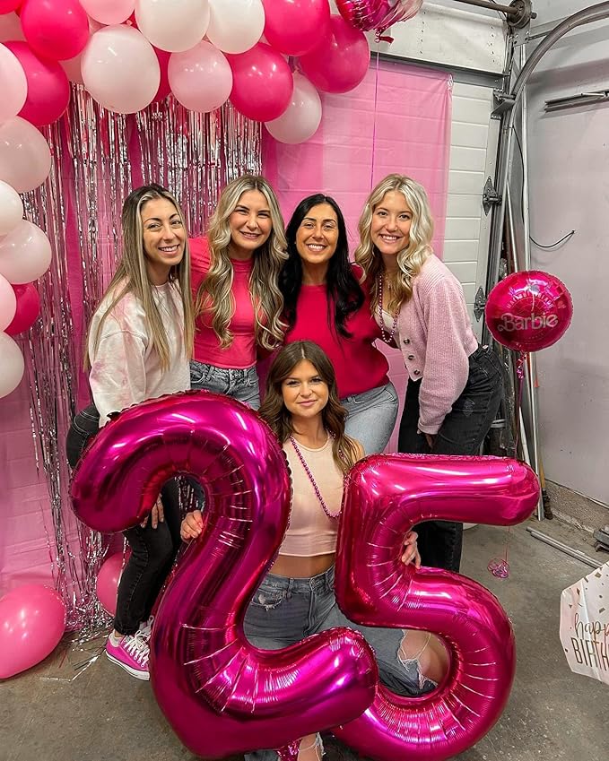 Hot Pink Number 50 Balloon 40 inch, 50 Number Balloons, 50th Birthday Decorations, 50 Year Old Women Hot Pink Party Supplies