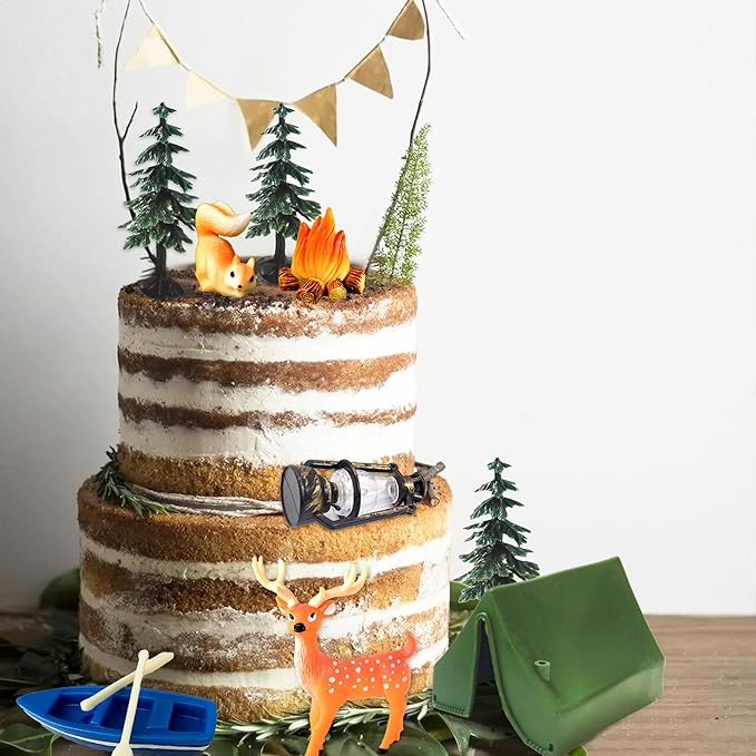 Camping Party Cupcake Toppers Deer Three Bear Tent Cupcake Picks Happy Camping Cake Decorations for Camping Party Supplies