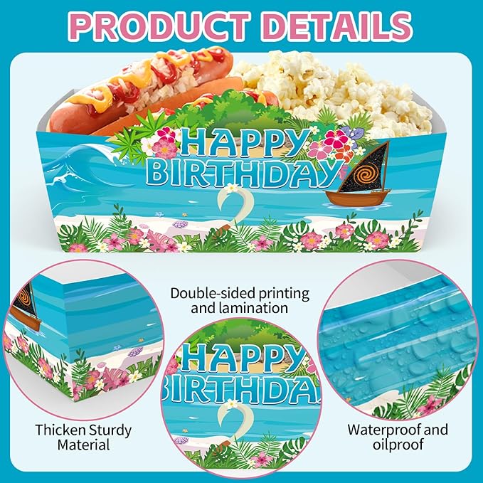 25Pcs Marine Disposable Paper Food Trays for Marine Theme Birthday Party Supplies Baby Shower Decorations