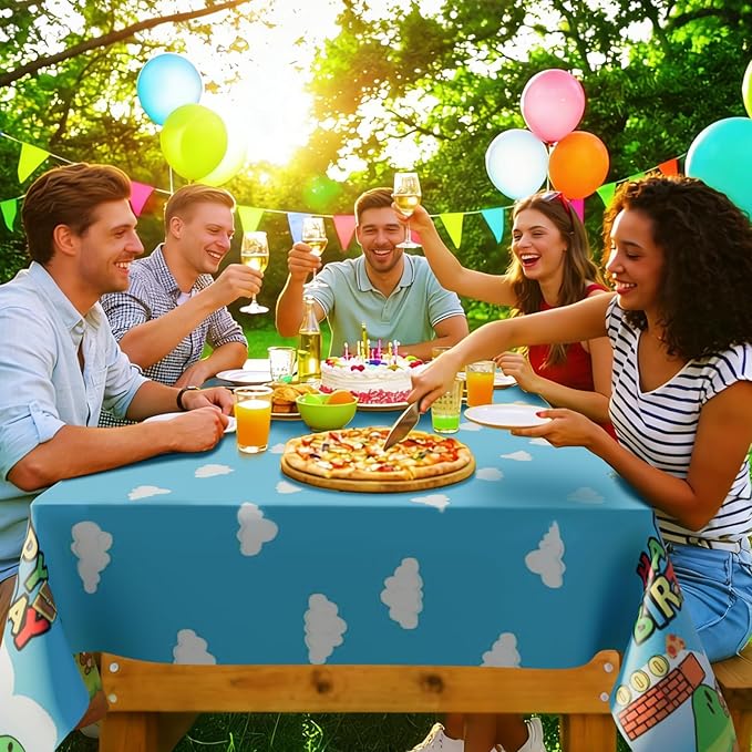 3pcs Video Games Tablecloth,Plastic Disposable Super Cartoon Brother Tablecloth for The Kids Birthday Party Supplies,54 * 108 Inches