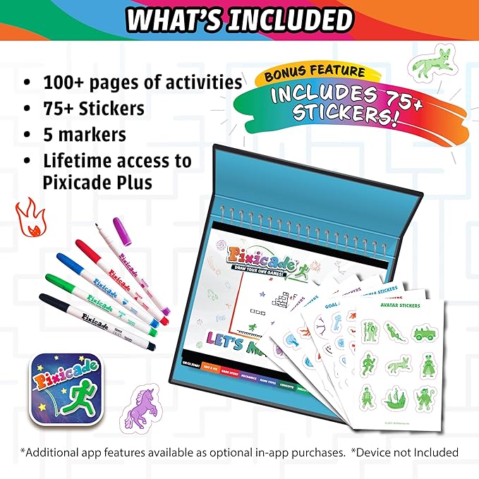 Abacus Brands Pixicade+ | Turn Drawings Into Playable Video Games! | Doodle & Draw, Snap Play & Share Instant Video Games! | Mobile Video Game Maker and Creation Studio!