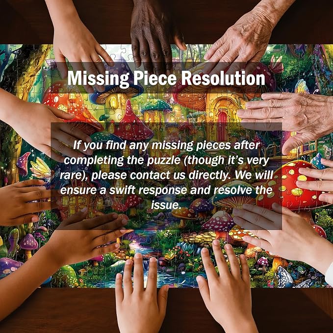 300 Piece Puzzles for Adults, Mystical Mushroom Fantasy Village Jigsaw Puzzle for Children Elderly, Large Piece Fun Fairy Puzzle for Kids Ages 8-10 10-12,Cool Puzzles,Family Game Great Gift 20.5*15in