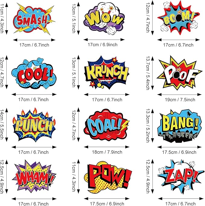 Sumind 54 Pcs Hero Themed Hanging Swirls Hero Action Sign Foil Ceiling Streams Party Banner Decoration for Kids Baby Shower Celebrating Events Birthday Party Supplies Room Wall Decor(Vintage)