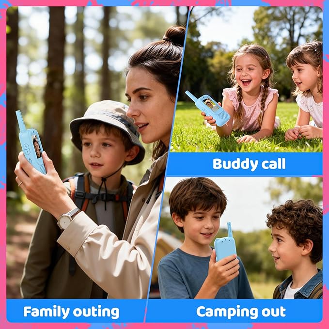 Video Walkie Talkies for Kids, 2 Pack Rechargeable Video Intercom Kids Walkies Talkies with HD Camera & Voice, Indoor Outdoor Games,Camping, Hiking for Boys Girls 3-12