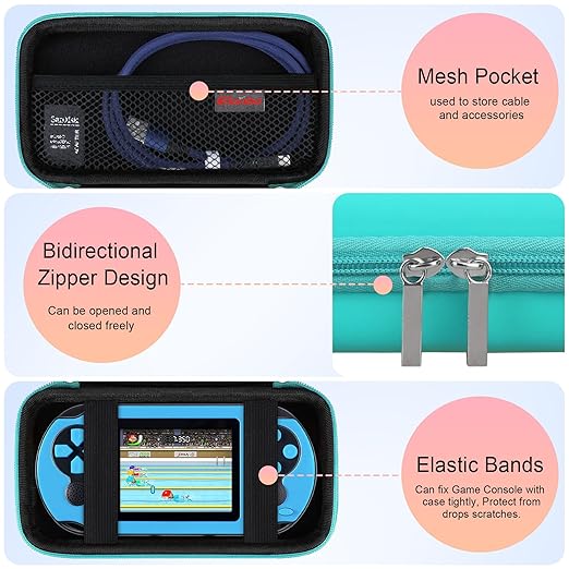 Elonbo Carrying Case for TaddToy/WELLST·G/Beijue/FAMILY POCKET/CCTU/X- JOYKIDS/GREENCREEK/Beico/KAVOYI/GuaiyeyeAP/TEBIYOU Handheld Game Console, Portable Electronic Gaming Player Bag, Green