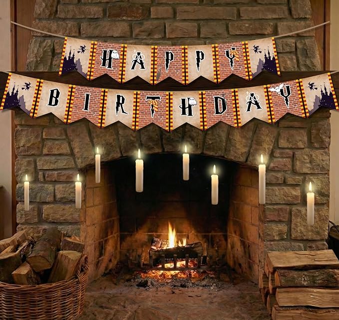 Wizard Happy Birthday Banner 10 Feet Wizard Party Decorations Magical Birthday Decorations Magical Party Decorations Wizard Backdrop Wizard Props for Room Decorations