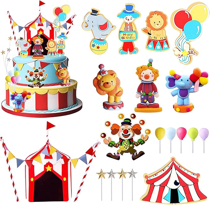 Circus Cake Toppers Carnival Cupcake Toppers Circus Birthday Cake Decorations Carnival Birthday Party Supplies Circus Baby Shower Decoration