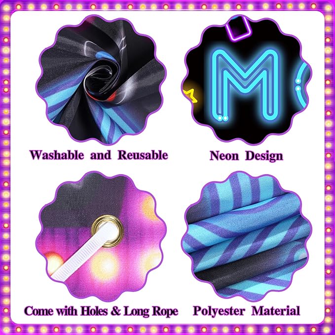 3Pcs Movie Night Porch Banner Decorations Neon Movie Theme Party Hanging Banner Welcome Now Showing Sign Door Decor Camera Action Porch Sign for Theater Film Photography Background Party Supplies