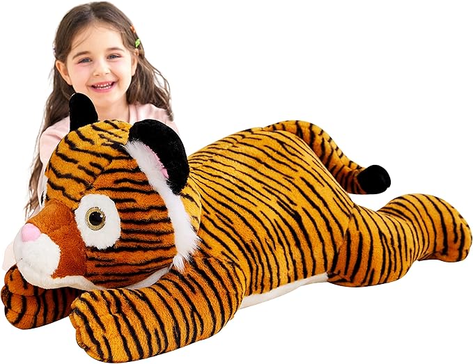IKASA Giant Tiger Stuffed Animal Plush Toy,Large Cute 30" Jumbo Soft Toys,Huge Big Size Plushy Fluffy Fat Oversized Plushie,Gifts for Kids