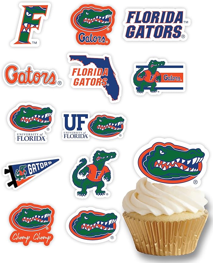 University of Florida Cupcake Topper Party Supplies for Football, Birthday, Graduation Party Decorations (24 Pieces) (Florida Gators)
