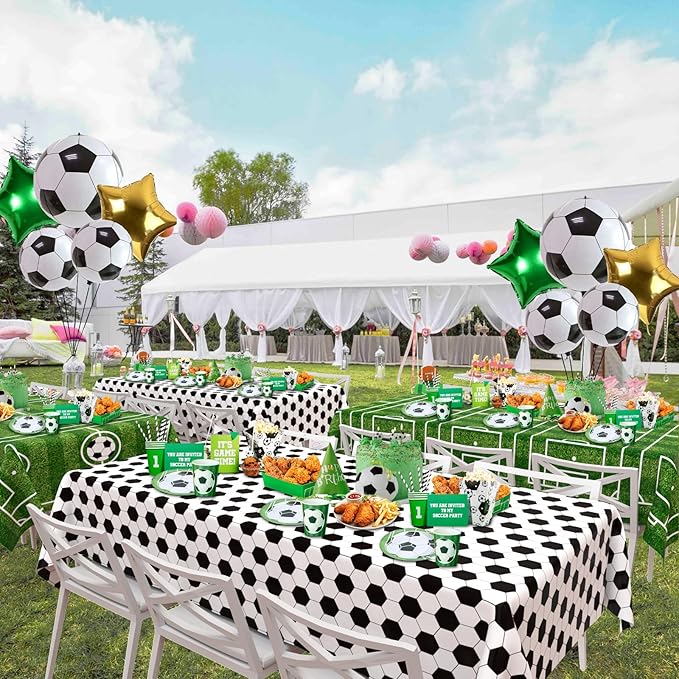 WNINK 2 Pack Soccer Party Tablecloths Soccer Theme Disposable Plastic Table Cloth Soccer Sports Party Table Covers for Soccer Theme Birthday, Outdoor Picnic Party Supplies Decor, 54 x 108 Inch