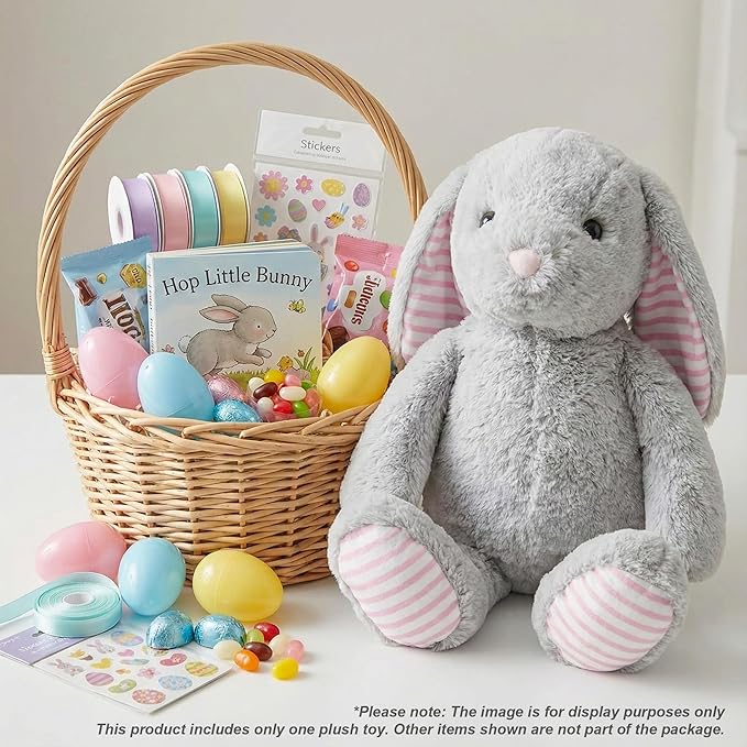 Gray Bunny Rabbit Stuffed Animals Plush Toys for Kids Girls Boys Baby Birthday Bedtime Gift, 17.7 inches