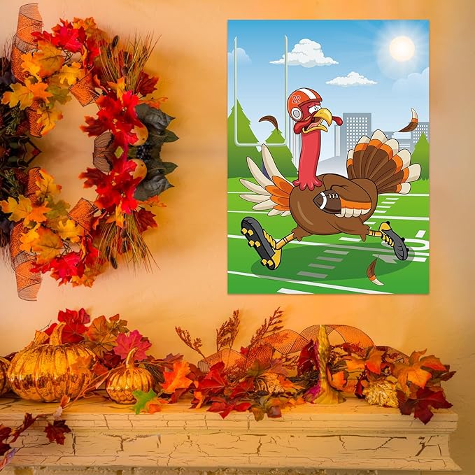 PLULON Thanksgiving Games Pin The Hat on The Turkey with 24 Pcs Turkey Hat Stickers for Thanksgiving Party Favors Festive Fall Party Activities Birthday Party Decorations