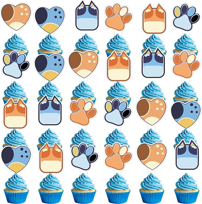 Blue Dog Birthday Party Supplies,Blue Party Decoration with Blush Nude Orange Balloons,Birthday Banners,Cake Toppers