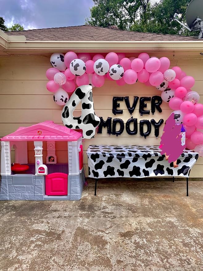 Cow Print Number Balloon Birthday Decorations, 40 inch Number balloon 0-9(Zero-Nine), Cow Balloon for Farm Birthday Party Supplies, Cow Themed birthday party Decorations (Number 4)
