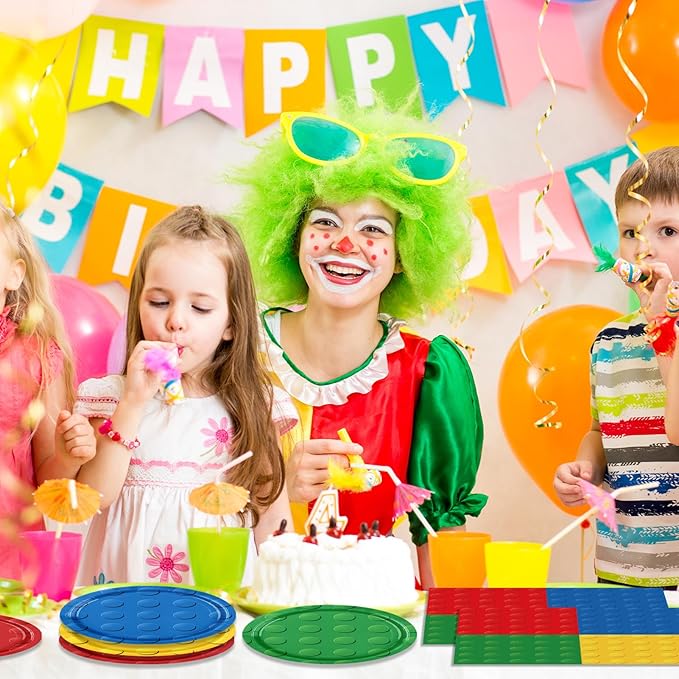 40pcs Colorful Building Block Themed Paper Napkins - 2-Ply 6.5x6.5 Inches Disposable Birthday Party Supplies & Festive Table Decorations