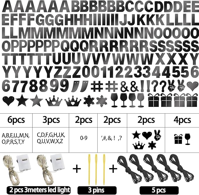 175Pcs DIY Glitter Customizable Banner Kit Happy Birthday Custom Letters Banner 30th Birthday Decorations Anniversary Personalized Banners Decor Death to My 20s Party Supplies(Shiny Black)
