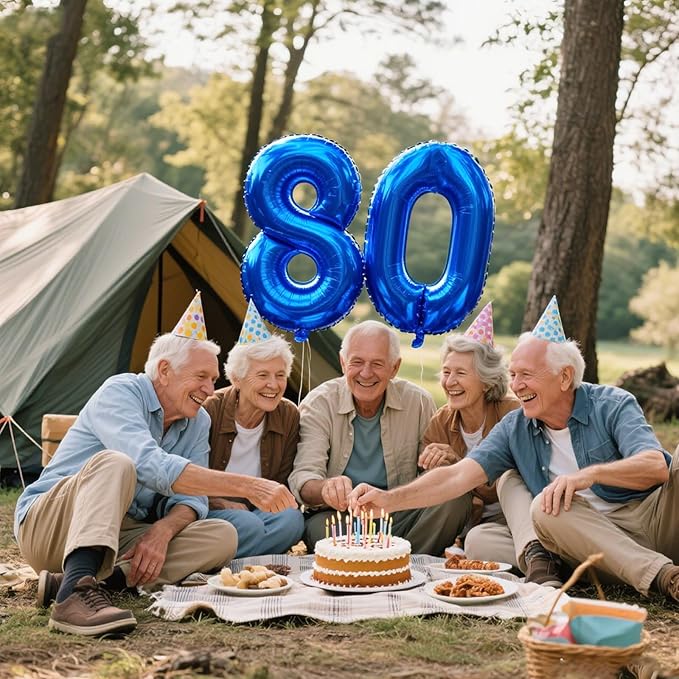 40 Inch Navy blue Number 80 Digital Balloon,Jumbo Mylar Foil Helium Balloon for 80 Balloons for Birthday Party,Wedding Anniversary Party Decorations