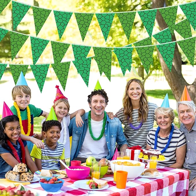 Tiamon 5 Pcs Green Turtle Birthday Banner Decoration Sea Turtle Themed Pennant Bunting 49.2 Ft Green Teenage Mutant Turtles Triangle Flag for Kids Birthday Teenager Cartoon Party Decoration