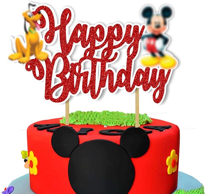Micky Mouse Happy Birthday Cake Topper – Cute Cartoon Character Cake Decoration for Birthday Party Supplies – Durable, Reusable, Easy to Use Cake Topper for Boys and Girls – Fun Party Decoration