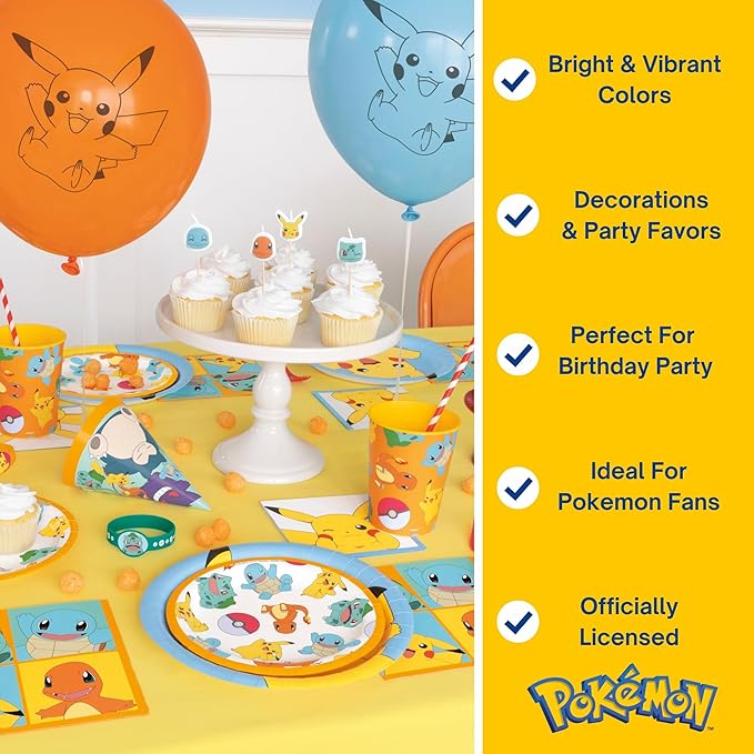Pokemon Balloons | 8 Latex and 2 Punch Balloons | Pokemon Birthday Decorations | Party Supplies | Officially Licensed