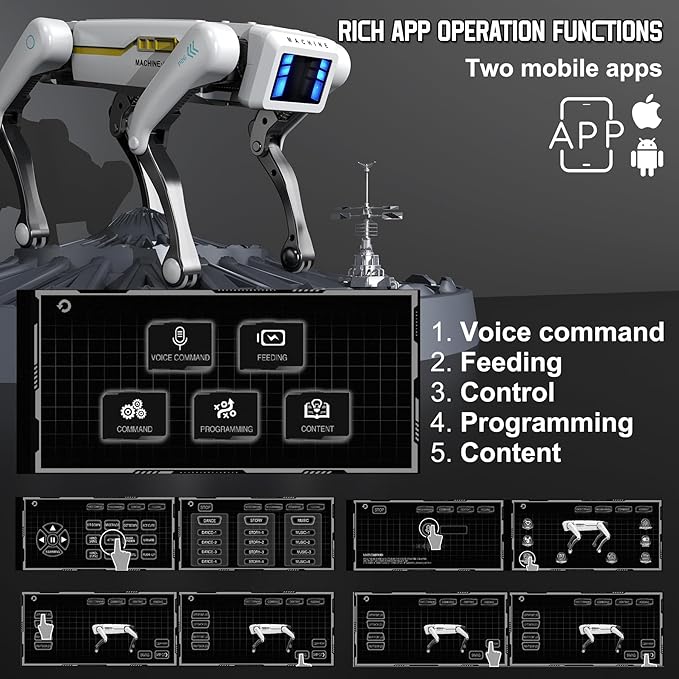 Robot Dog, AI Dog, AI Smart Pet, Will Dance and Kungfu, Voice/App/Remote Control, Support Action Programming, AI Robot Ideal Gift for Adults/Kids