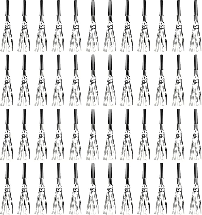 Silver New Years Noise Makers 48 PCS NYE Party Blowers Blowouts New Years Eve Games Favors Supplies Birthday Pep Rally for Adult Prank Graduation Sporting Events Horns Noisemakers Accessories