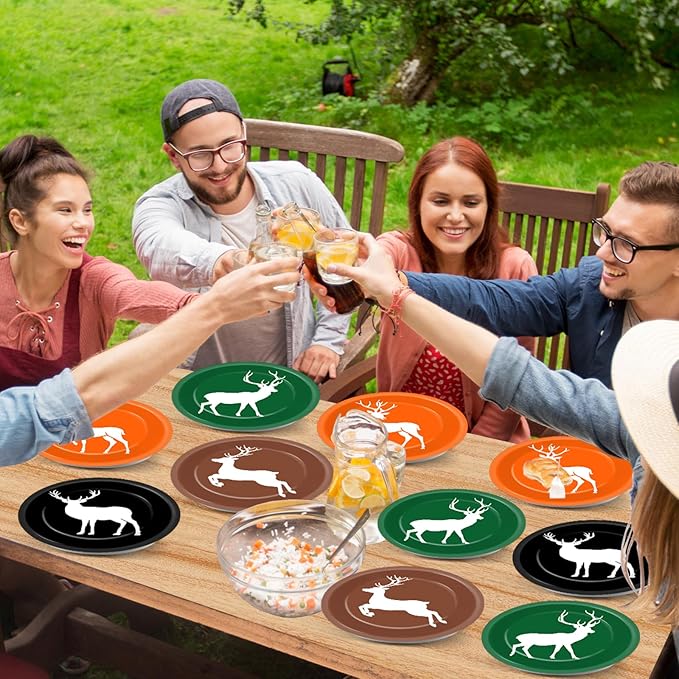 CHUNNIN 48Pcs Hunting Themed Party Paper Plates 7'' Next Camo Party Supplies Deer Hunt Birthday Disposable Dessert Dinner Plates for Forest Gone Camo Theme Birthday Shower Decorations