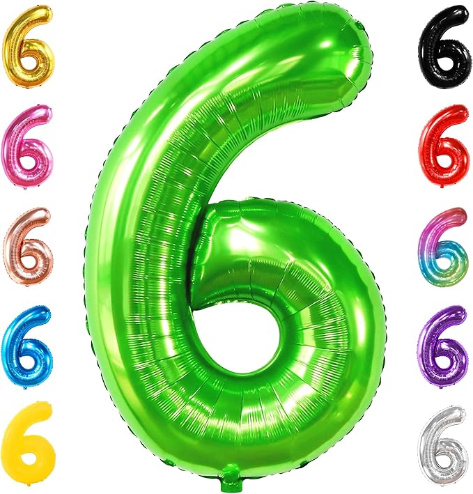 KatchOn, Giant Light Green Number 6 Balloon - 40 Inch | 6th Birthday Balloon for 6th Birthday Decorations | 6 Balloons for Birthday | 6 Year Old balloon for 6 Year Decorations