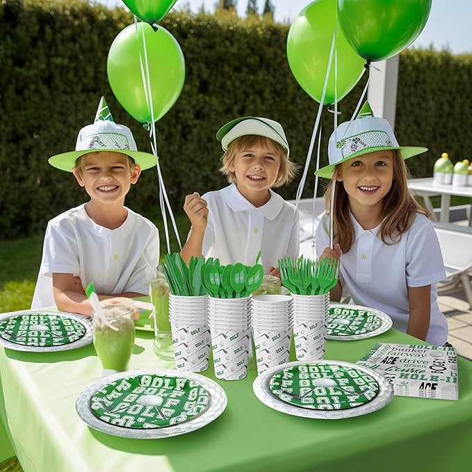 Golf Party Decorations Set - Golf Party Plates, Cups, Napkins, and Cutlery for a Captivating Celebration - Disposable and Stylish Golf Party Supplies for Birthdays and Events