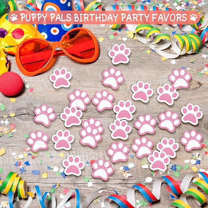 36 Pcs Paw Cupcake Toppers Pink Glitter Dog Paw Cake Decorations Glitter Puppy Cupcake Toppers for Baby Shower Boys Girls Birthday Party Cake Supplies (2 Styles)