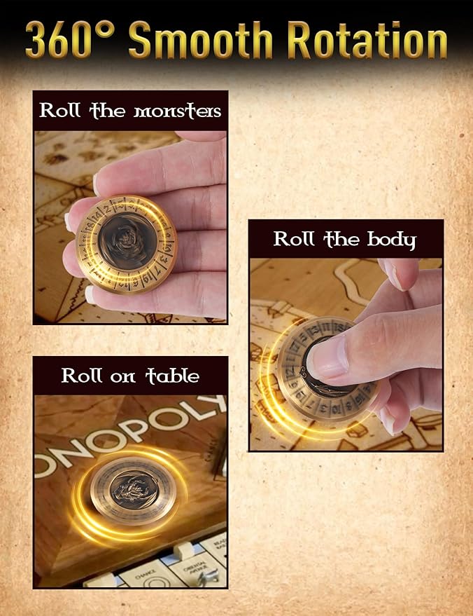 D&D Dice Set,7PCS Metal Dice for Dungeons and Dragons,Mini Dice Set with Pocket Watch Case,Role Playing Board Games Accessories (Dragon, Gold-F)
