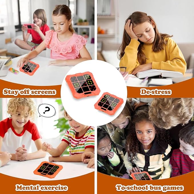 GOWENIC Handheld Toe Game, Portable Electronic Memory Brain Game with Silent Mode, Logic and Memory Training, Travel Toy for Kids Adults, for Family Camping Party (Orange)