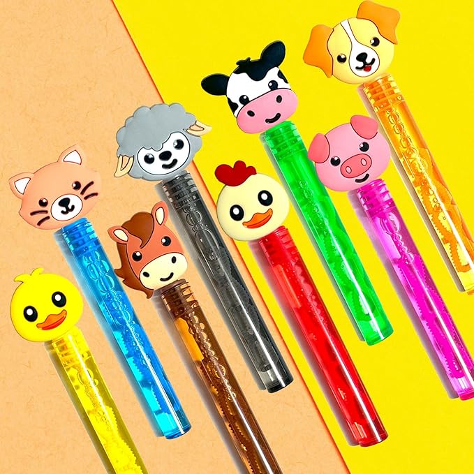 Farm Party Favors,24Pcs Farm Animal Bubble Wands for Kids Birthday Party Supplies,Baby Shower Prizes Pinata Goodie Bag Stuffers Gift