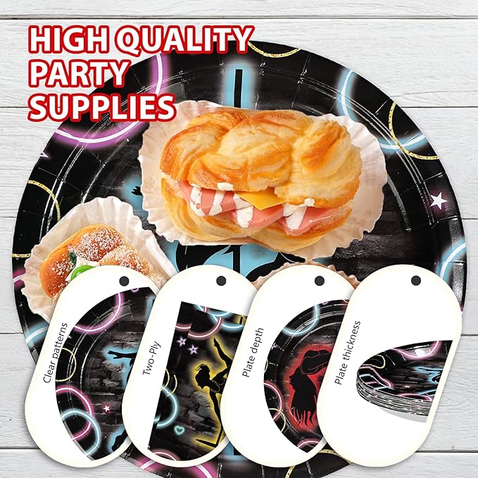 96Pcs Pole Dance Party Supplies Pole Dancing Party Plates Disposable Paper Dance Tableware Set for Girls Bachelorette Birthday Decorations Serves 24