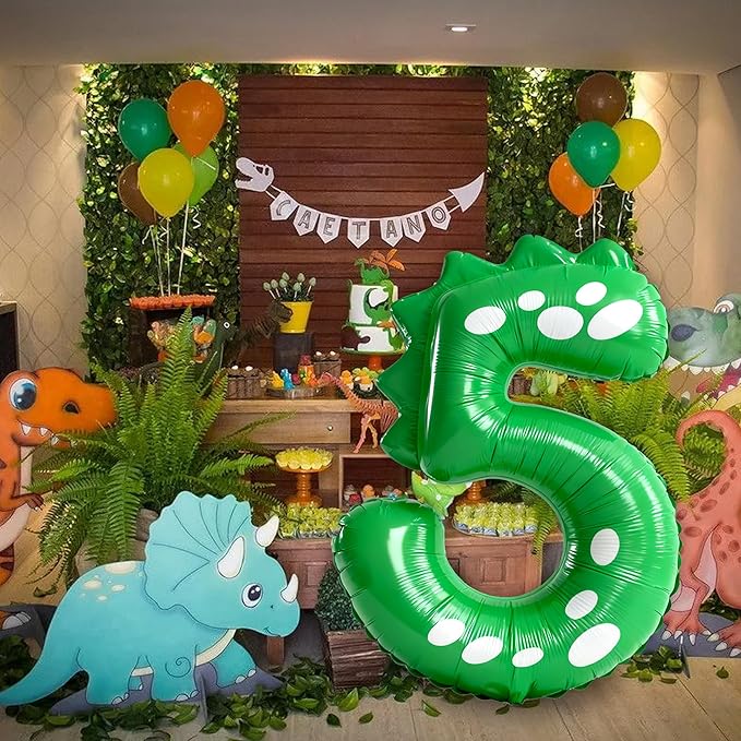 Green Dinosaur Balloons 5th Birthday Decorations for Boys,40inch Big Dinosaur Number 5 Balloon Birthday Party Decoration for Kids Birthday Party Decoration Supplies