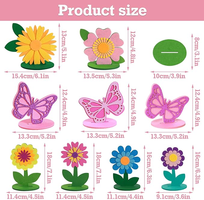 SUNBEAUTY 18 PCS Flower Felt Centerpieces for Tables Flower Birthday Party Decorations Butterfly Birthday Party Decorations Butterfly Decorations for Girl Birthday Baby Shower