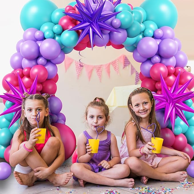 Hot Pink and Teal Blue Balloon Arch Garland Kit, Purple Rose Red Teal Blue Hot Pink Turquoise Party Balloons for Birthday Baby Shower Wedding Anniversary Party Decorations Supplies